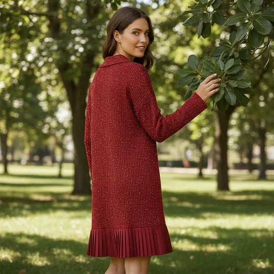 Lola – Vestido de punto con brillo y bajo plisado