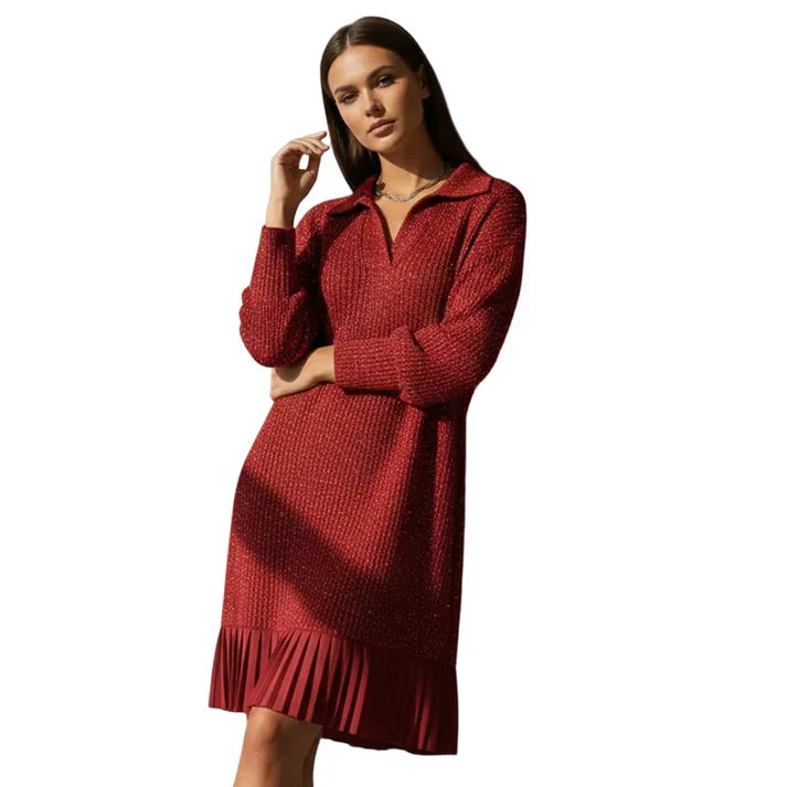 Lola – Vestido de punto con brillo y bajo plisado