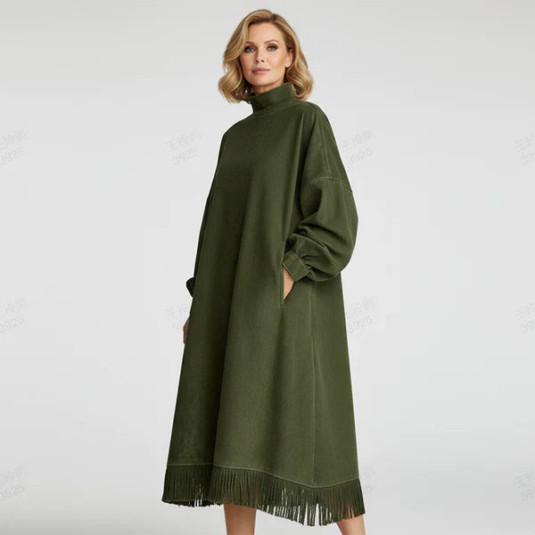 Aurora – Vestido casual de gamuza sintética de color liso