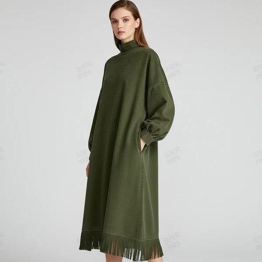 Aurora – Vestido casual de gamuza sintética de color liso
