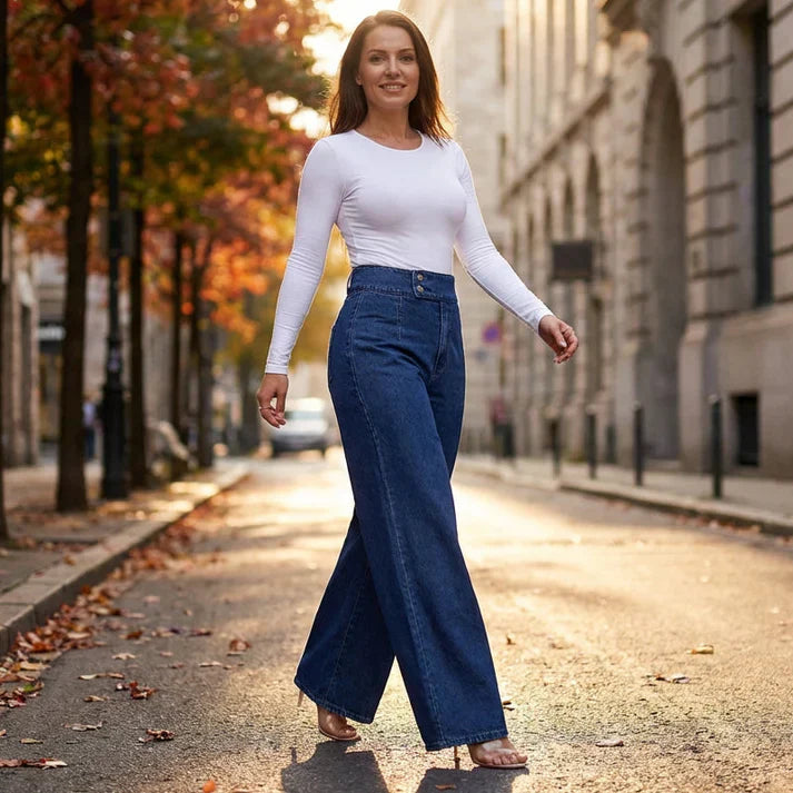 Paula – Jeans de cintura alta y pernera ancha